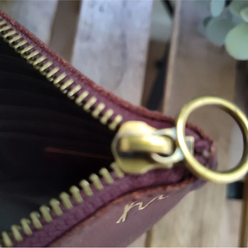 Anthropologie Madewell Burgundy clutch purse makeup pouch